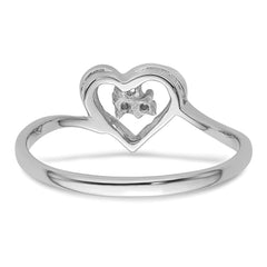14k White Gold .02ct. Diamond Heart Ring Mounting (No Stone Included)