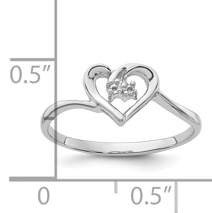 14k White Gold .02ct. Diamond Heart Ring Mounting (No Stone Included)