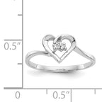 14k White Gold AA Diamond heart ring