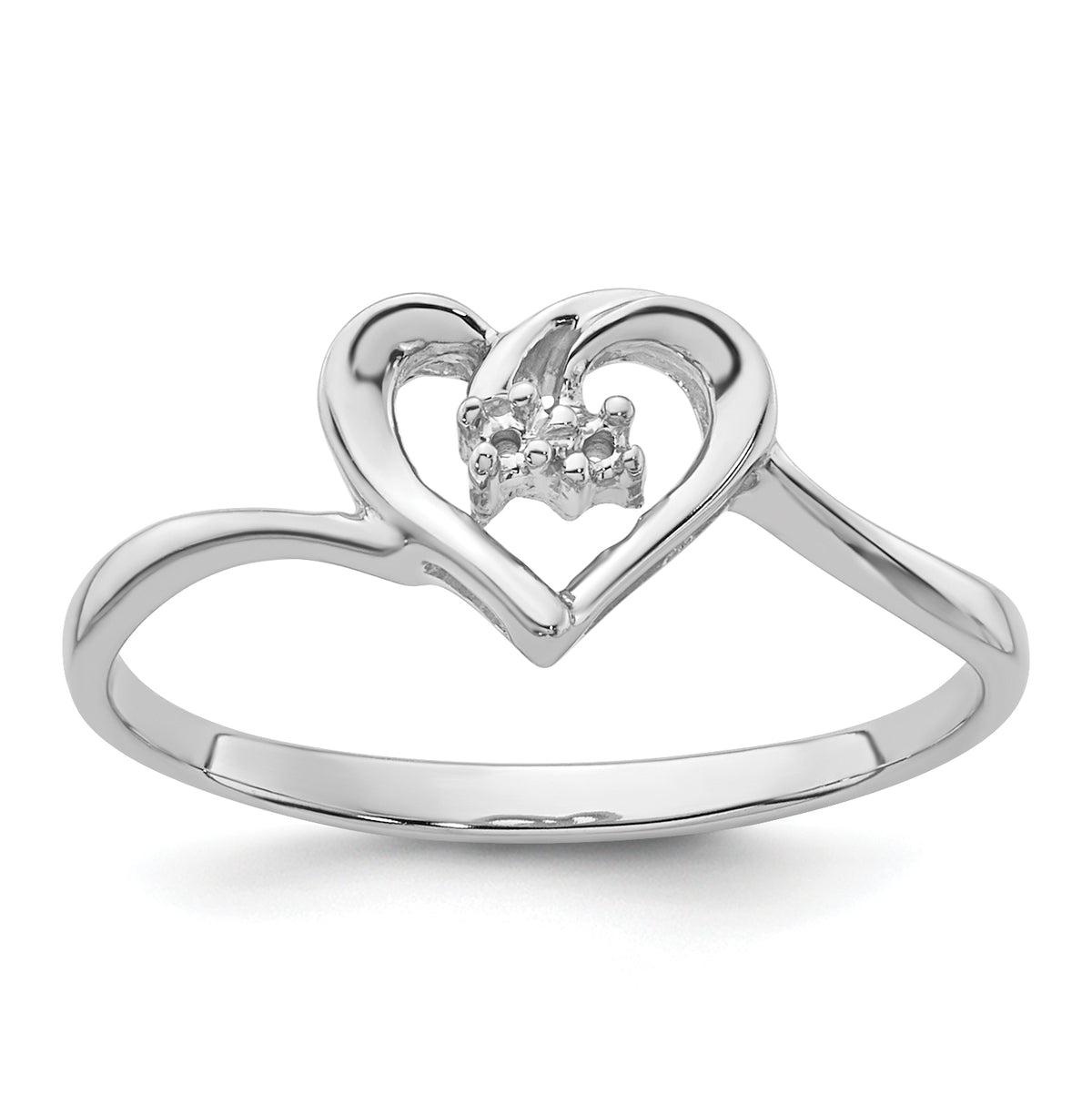 14k White Gold .02ct. Diamond Heart Ring Mounting (No Stone Included)