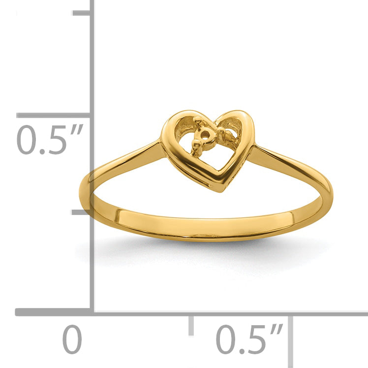14k .02ct. Diamond Heart Ring Mounting (No Stone Included)