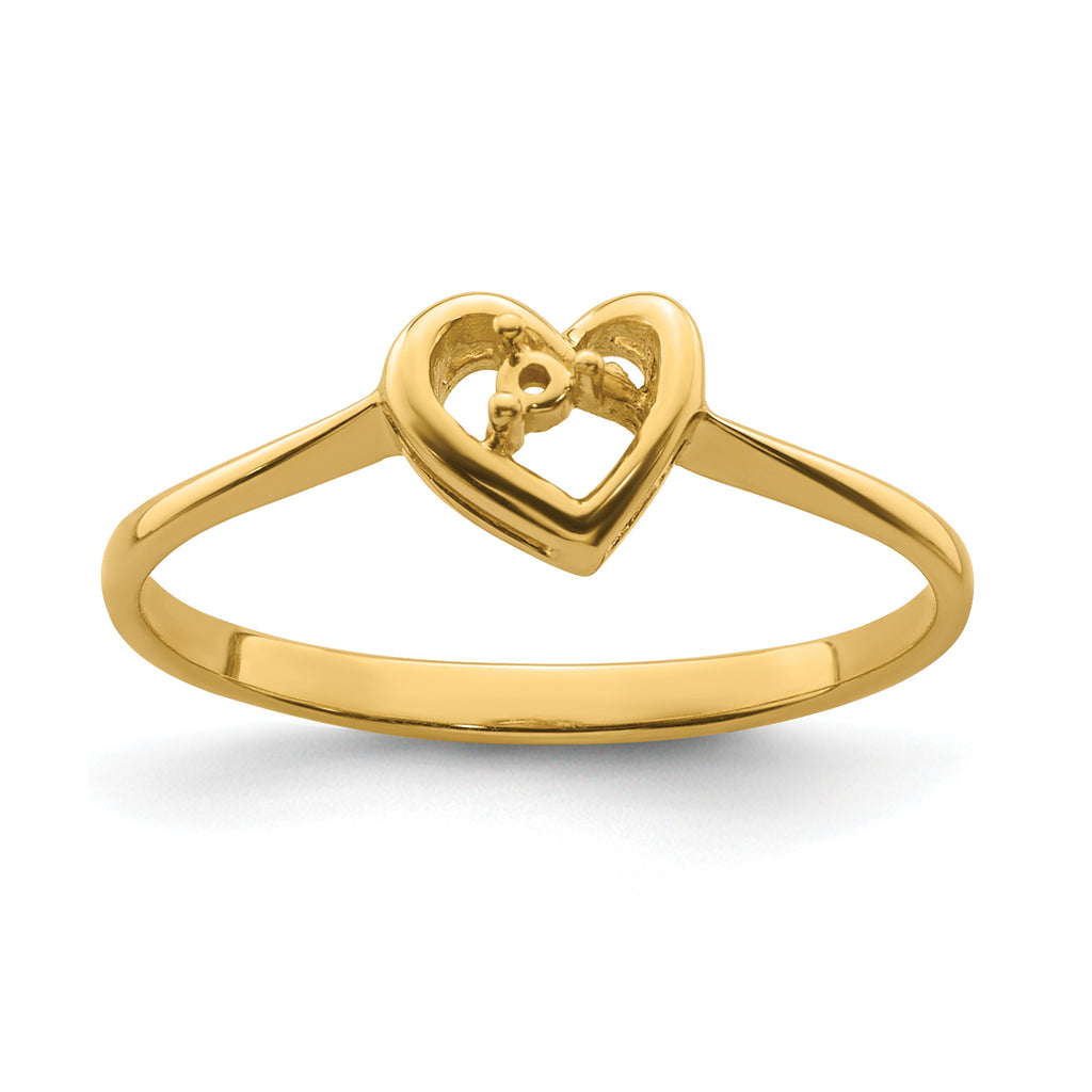 14k .02ct. Diamond Heart Ring Mounting (No Stone Included)