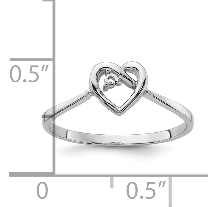 14k White Gold .02ct. Diamond Heart Ring Mounting (No Stone Included)