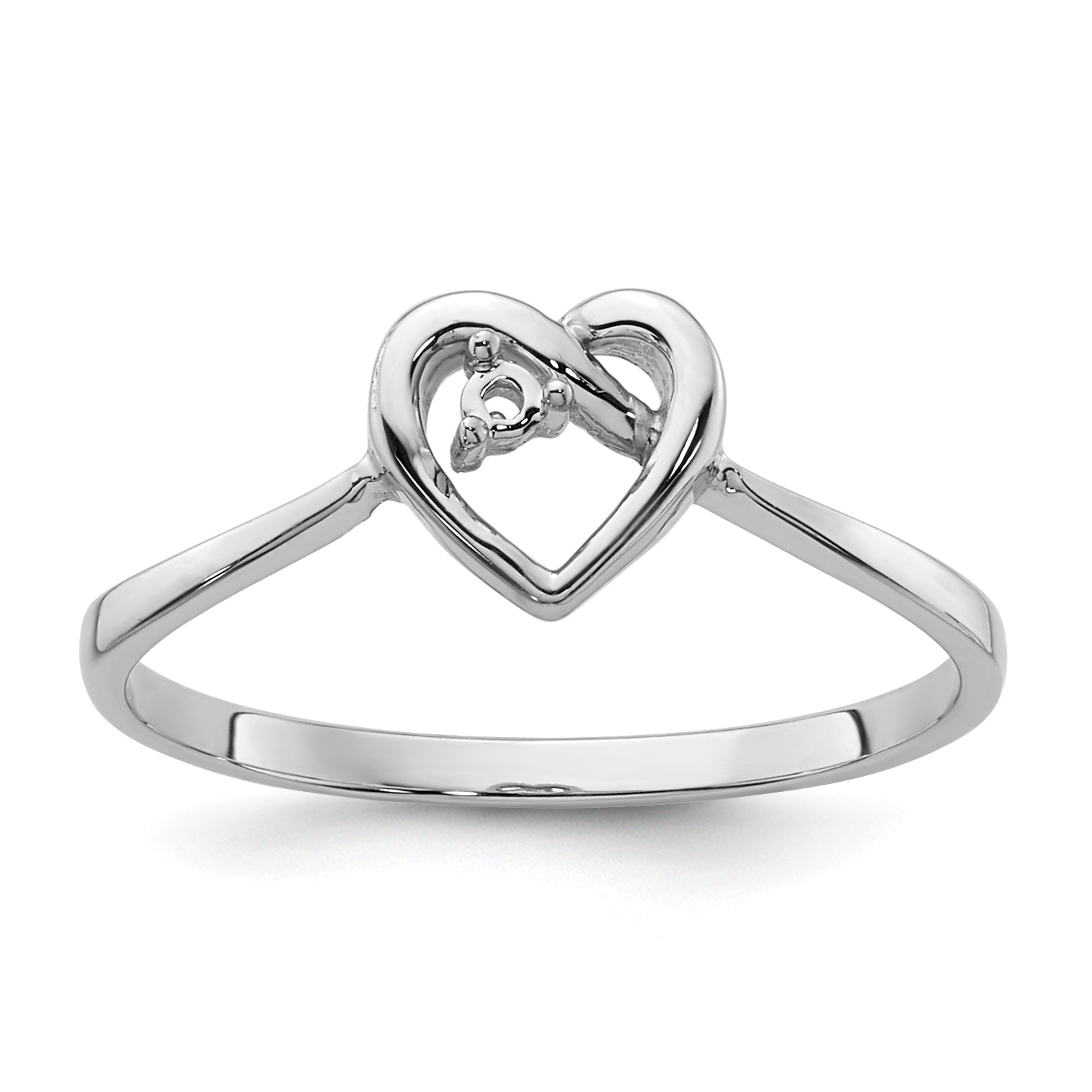 14k White Gold .02ct. Diamond Heart Ring Mounting (No Stone Included)
