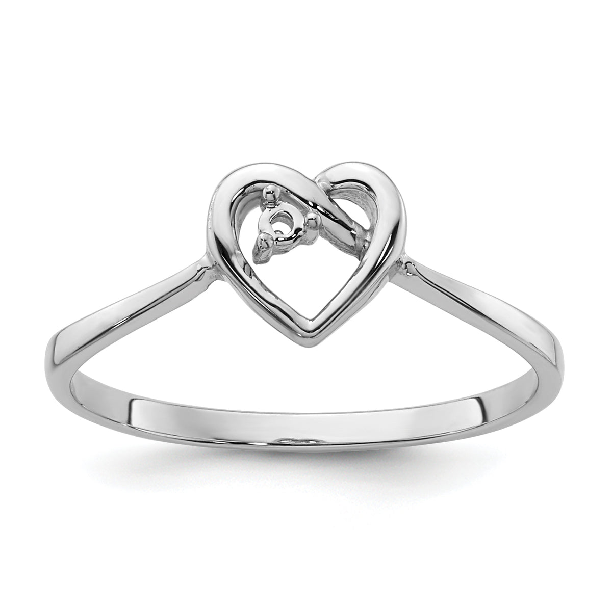 14k White Gold .02ct. Diamond Heart Ring Mounting (No Stone Included)