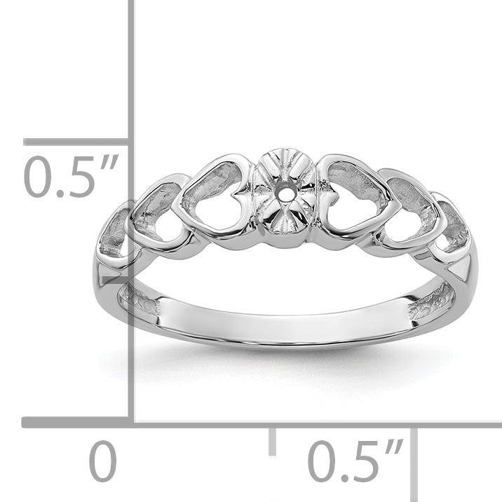 14k White Gold .02ct. Diamond Heart Ring Mounting (No Stone Included)