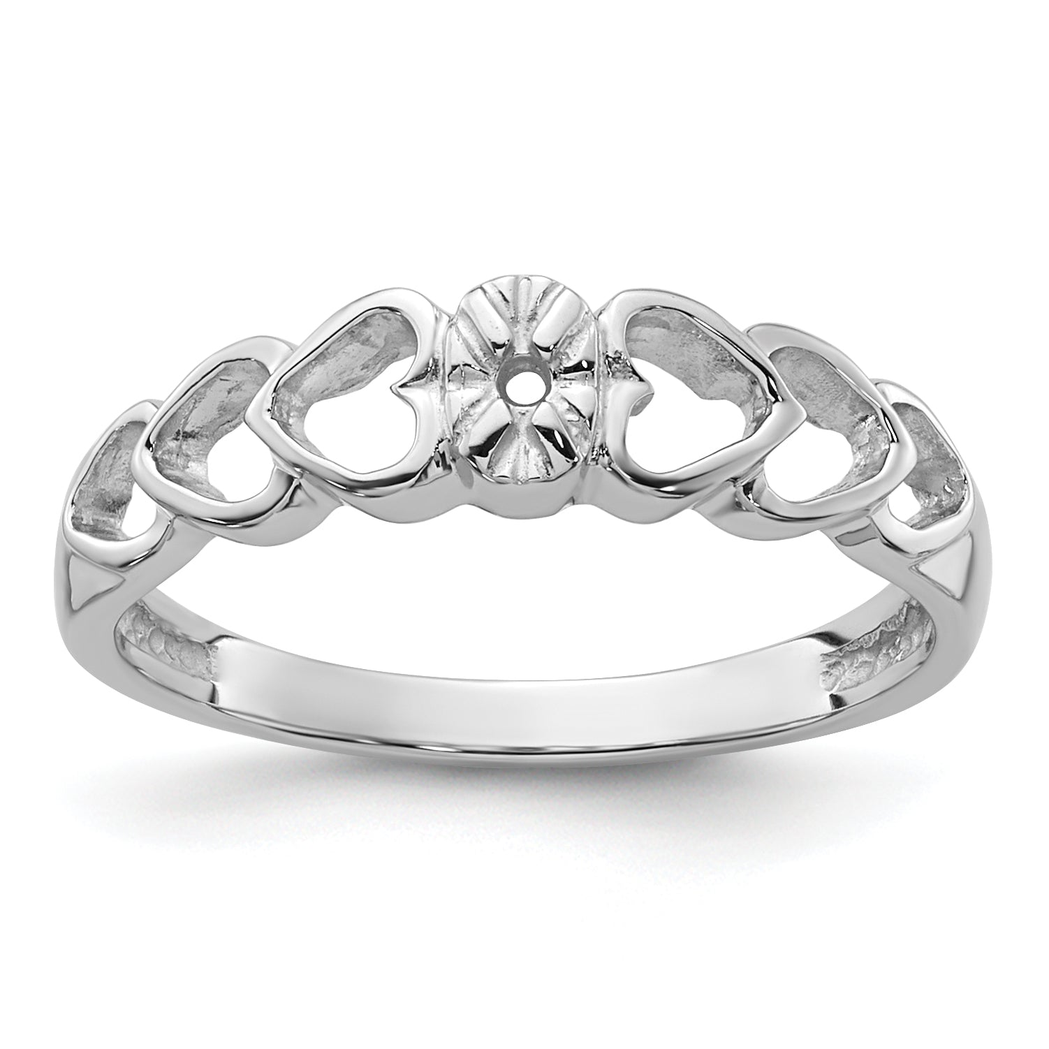 14k White Gold .02ct. Diamond Heart Ring Mounting (No Stone Included)