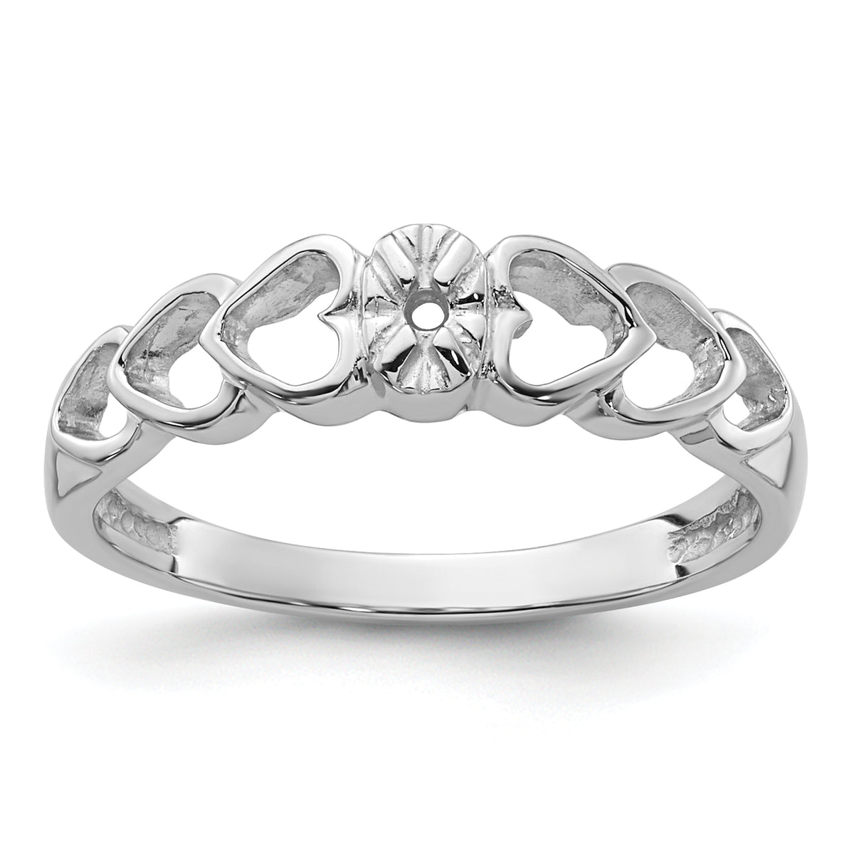 14k White Gold .02ct. Diamond Heart Ring Mounting (No Stone Included)