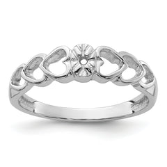 14k White Gold .02ct. Diamond Heart Ring Mounting (No Stone Included)