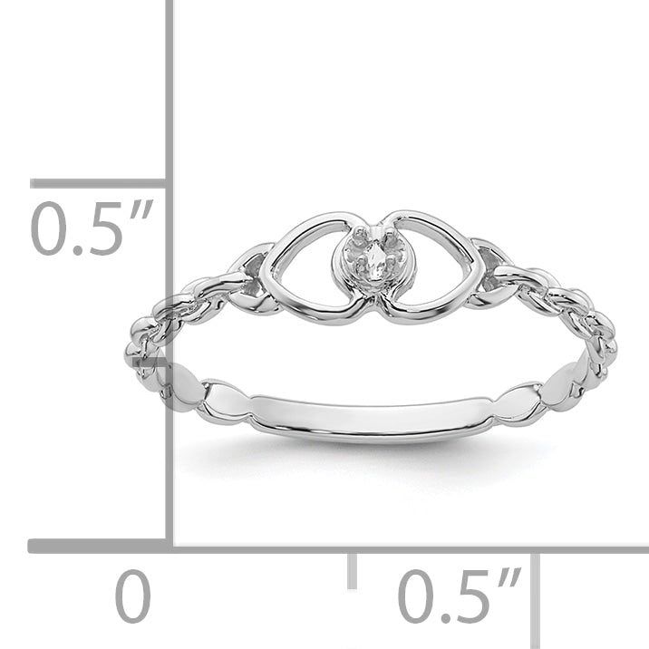 14k White Gold .01ct. Diamond Heart Ring Mounting (No Stone Included)