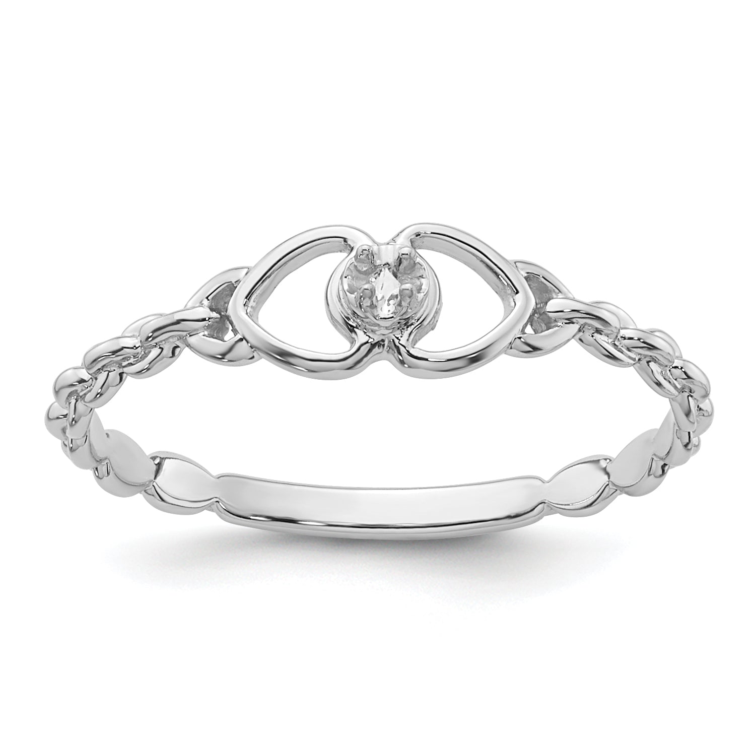 14k White Gold .01ct. Diamond Heart Ring Mounting (No Stone Included)