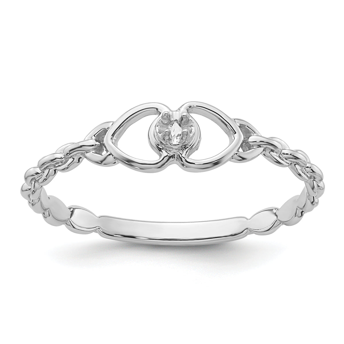 14k White Gold .01ct. Diamond Heart Ring Mounting (No Stone Included)