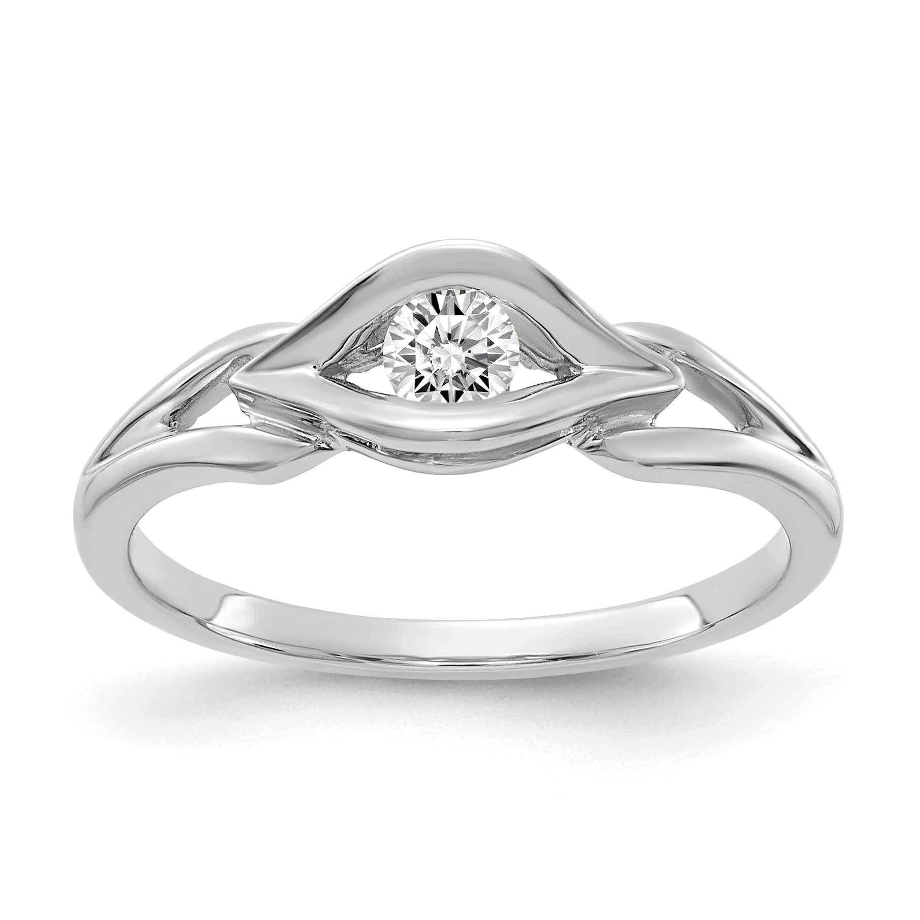 14k White Gold Polished AA Diamond ring Main image