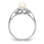 14k White Gold 5.5mm Pearl & Diamond Ring Mounting (No Stone Included)