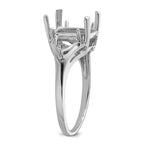 14k White Gold 9x7 Emerald / 2-5mm Trillion Gemstone Ring Mounting (No Stone Included)