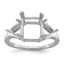 14k White Gold 9x7 Emerald / 2-5mm Trillion Gemstone Ring Mounting (No Stone Included)