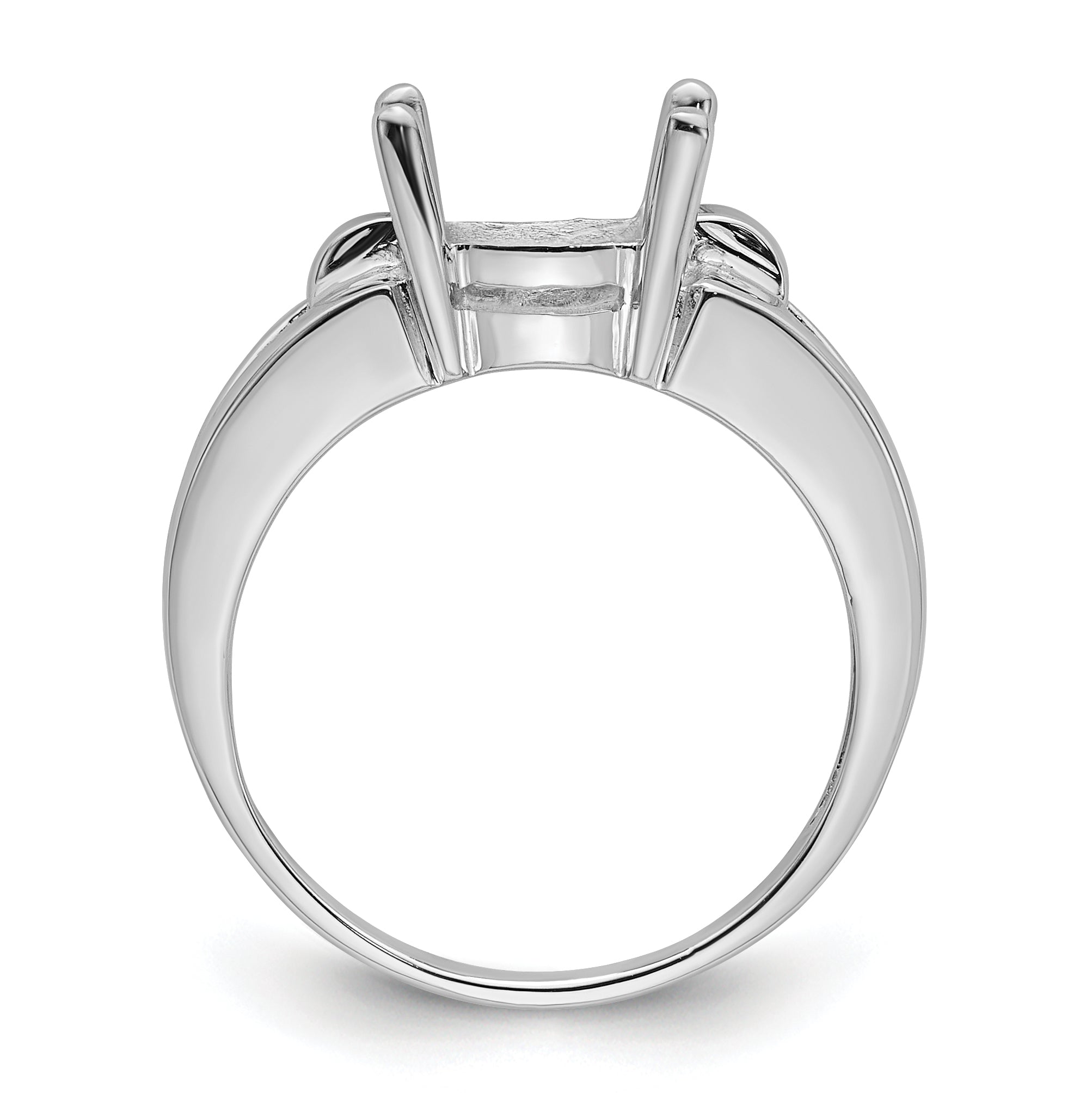 14k White Gold 11x9mm Oval Gemstone Ring Mounting (No Stone Included)