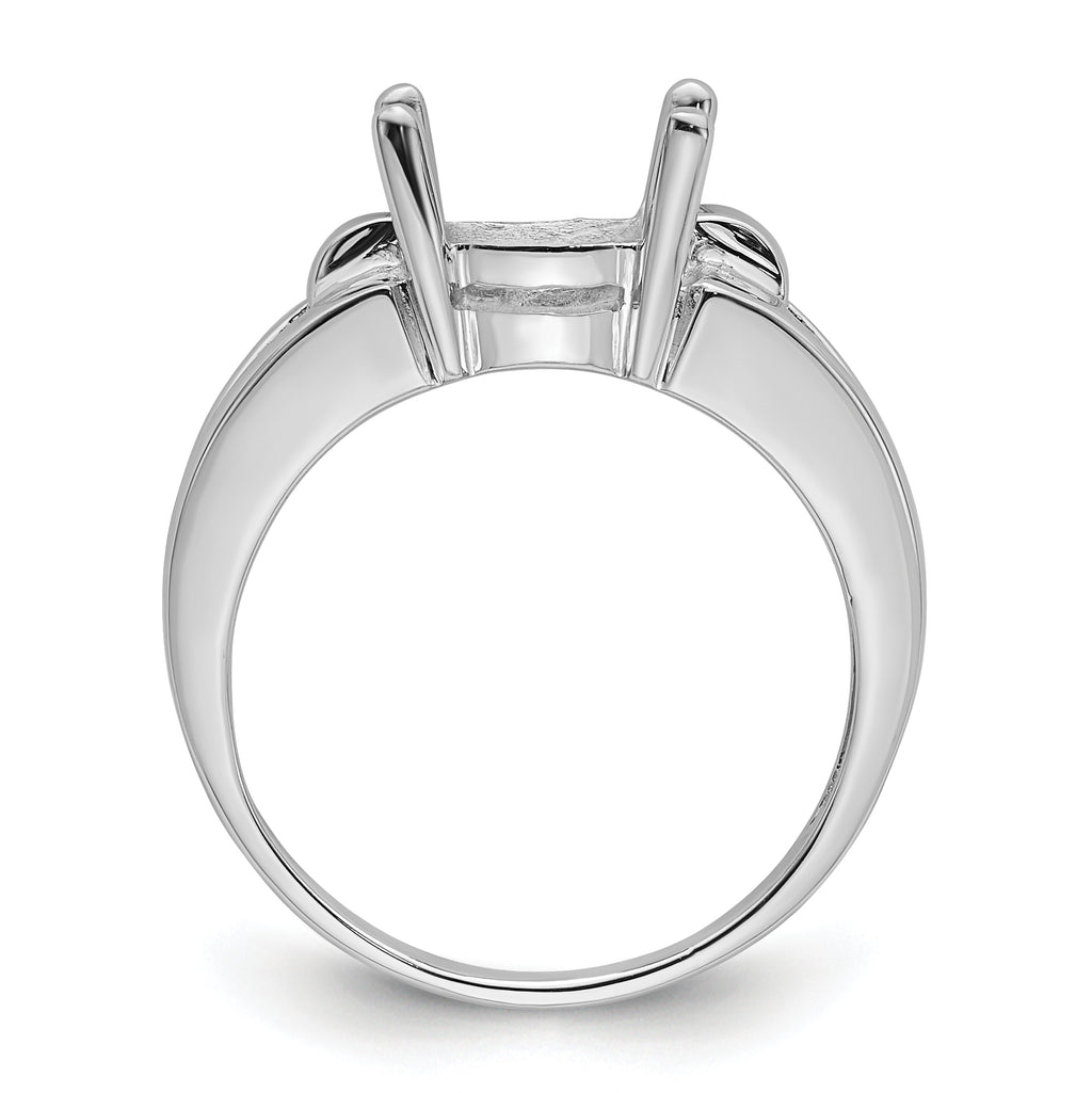 14k White Gold 11x9mm Oval Gemstone Ring Mounting (No Stone Included)