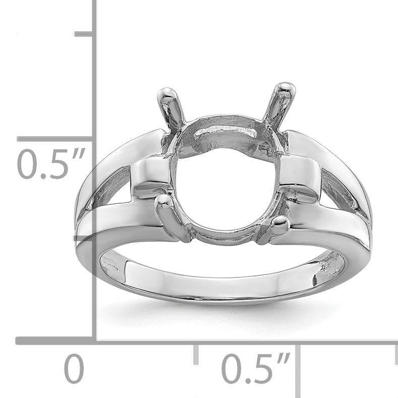 14k White Gold 11x9mm Oval Gemstone Ring Mounting (No Stone Included)