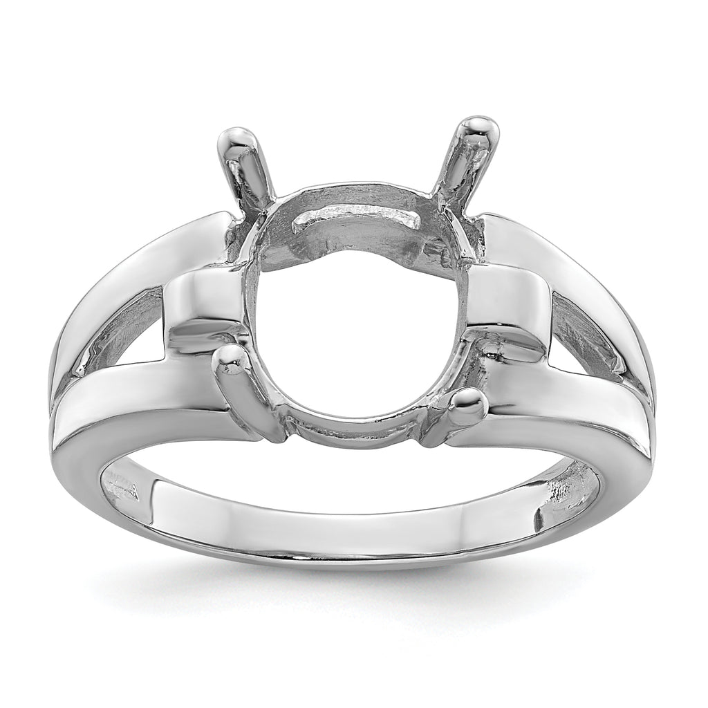 14k White Gold 11x9mm Oval Gemstone Ring Mounting (No Stone Included)