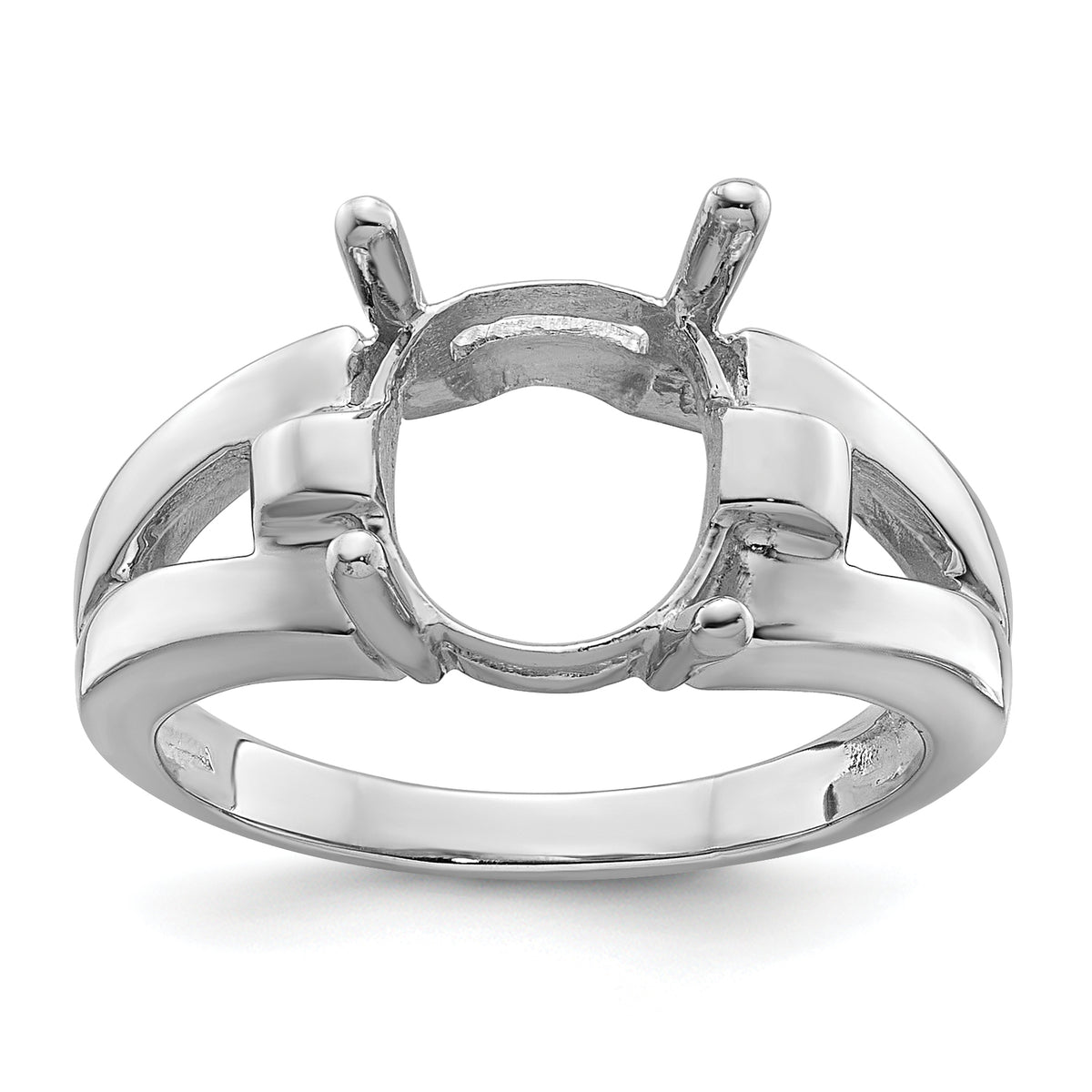 14k White Gold 11x9mm Oval Gemstone Ring Mounting (No Stone Included)