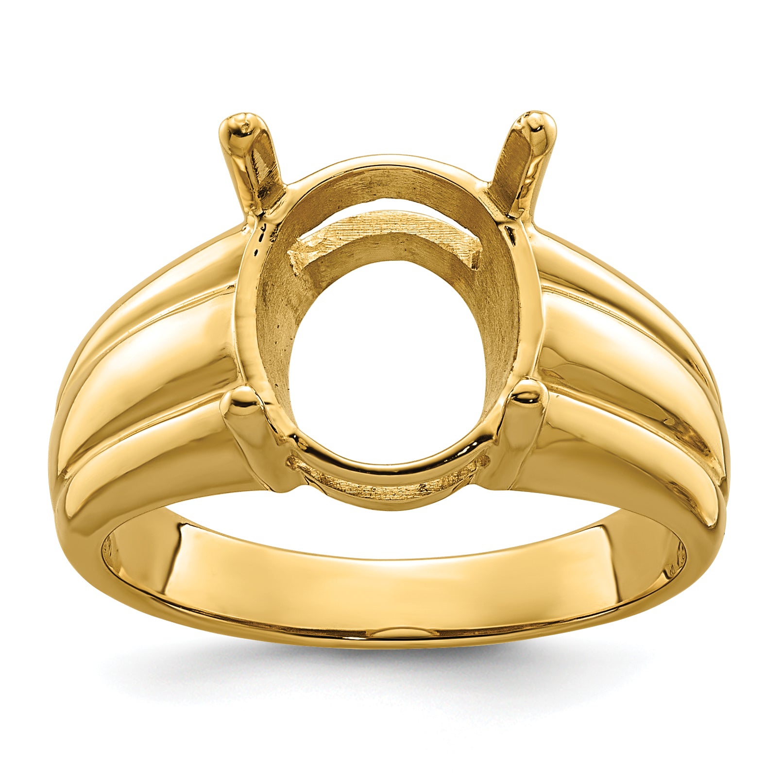 14k 12x10mm Oval Gemstone Ring Mounting (No Stone Included) Main image