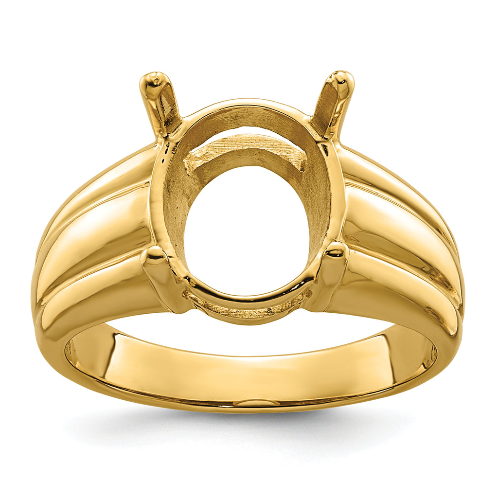 14k 12x10mm Oval Gemstone Ring Mounting (No Stone Included)