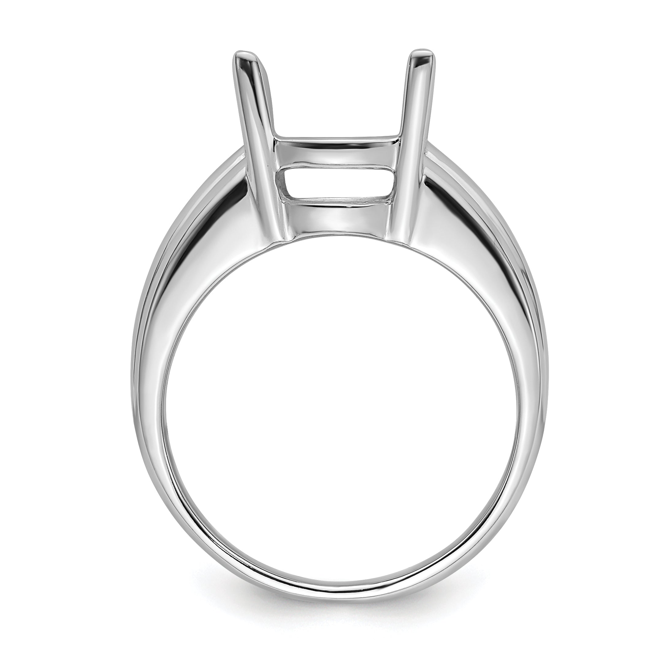 14k White Gold 12x10mm Oval Gemstone Ring Mounting (No Stone Included)