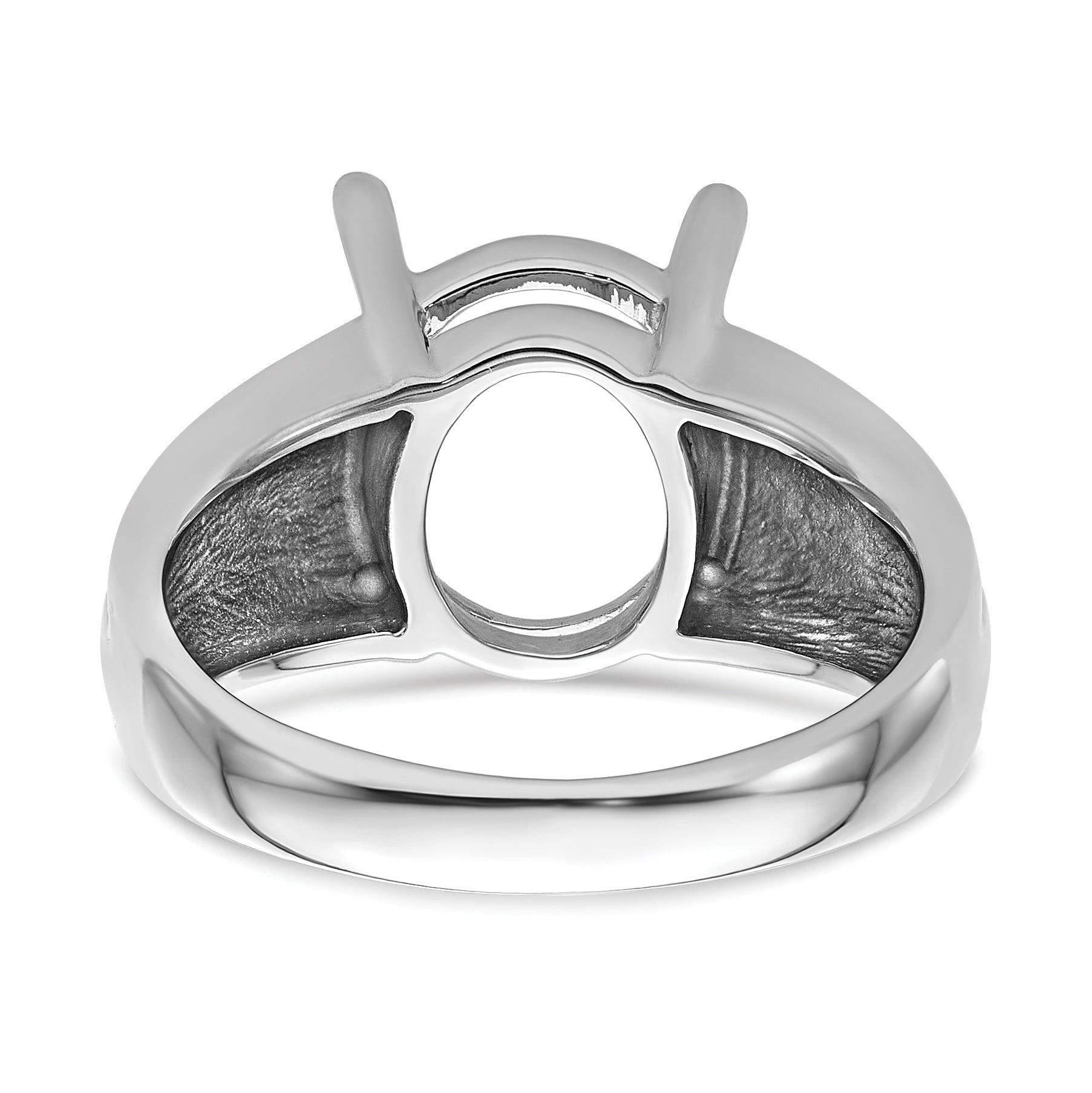 14k White Gold 12x10mm Oval Gemstone Ring Mounting (No Stone Included)