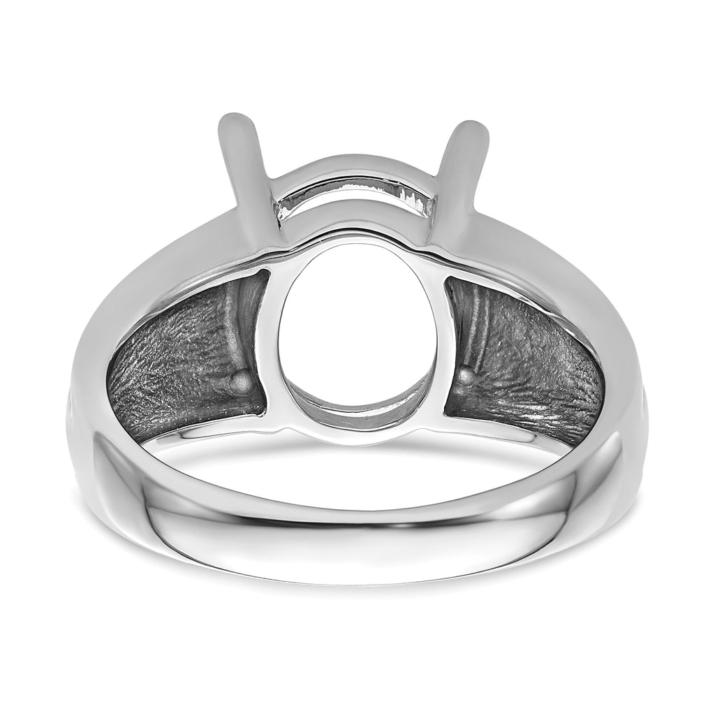 14k White Gold 12x10mm Oval Gemstone Ring Mounting (No Stone Included)