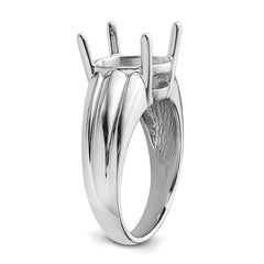 14k White Gold 12x10mm Oval Gemstone Ring Mounting (No Stone Included)