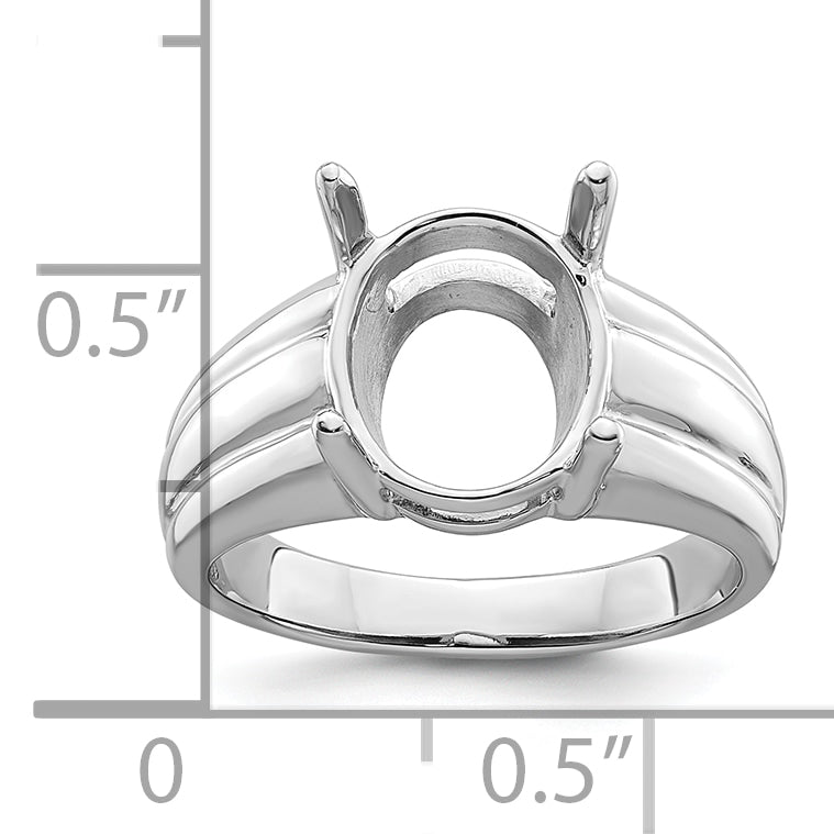 14k White Gold 12x10mm Oval Gemstone Ring Mounting (No Stone Included)
