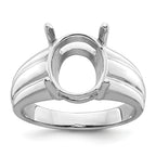 14k White Gold 12x10mm Oval Gemstone Ring Mounting (No Stone Included)