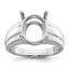 14k White Gold 12x10mm Oval Gemstone Ring Mounting (No Stone Included)