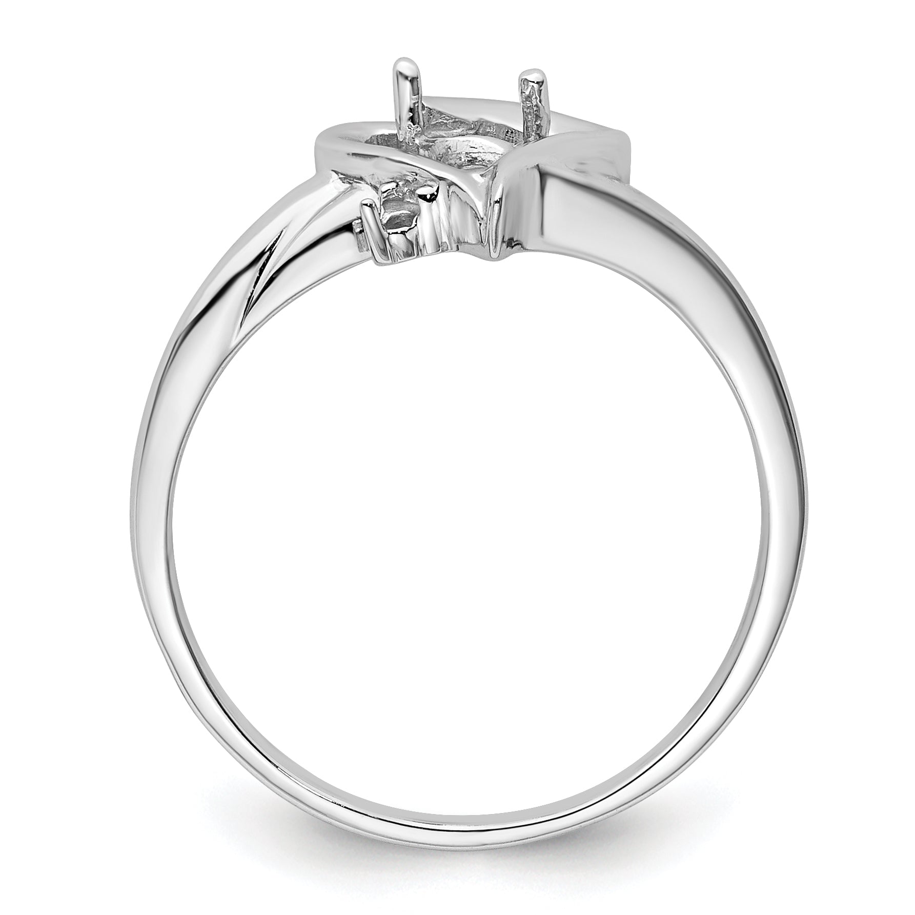 14k White Gold Diamond / 6x4mm Pear Gemstone Ring Mounting (No Stone Included)