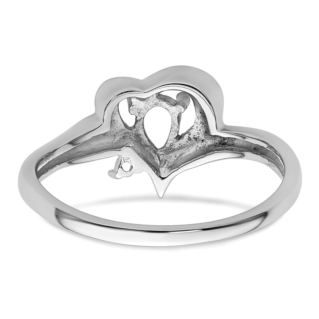 14k White Gold Diamond / 6x4mm Pear Gemstone Ring Mounting (No Stone Included)