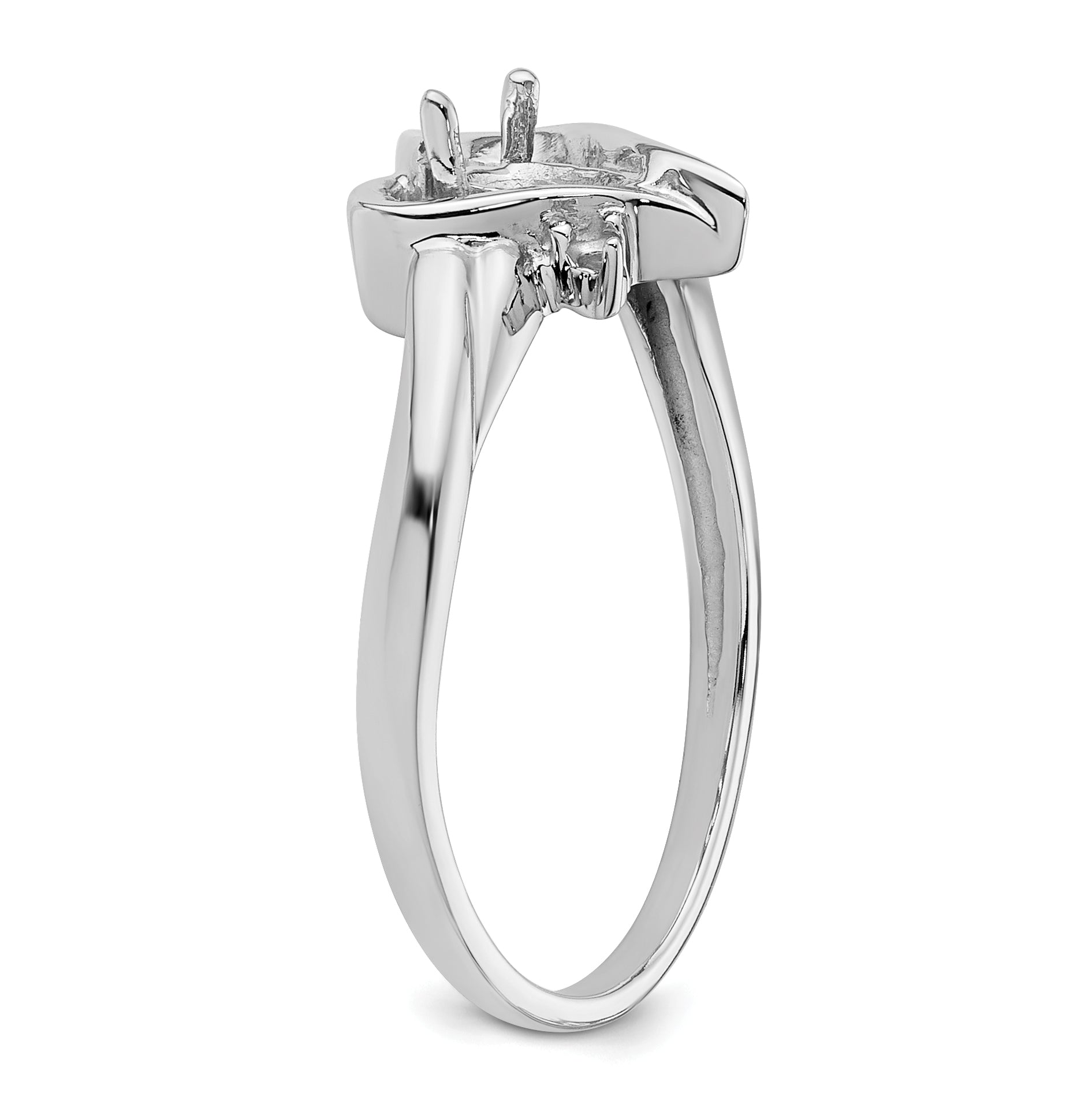 14k White Gold Diamond / 6x4mm Pear Gemstone Ring Mounting (No Stone Included)