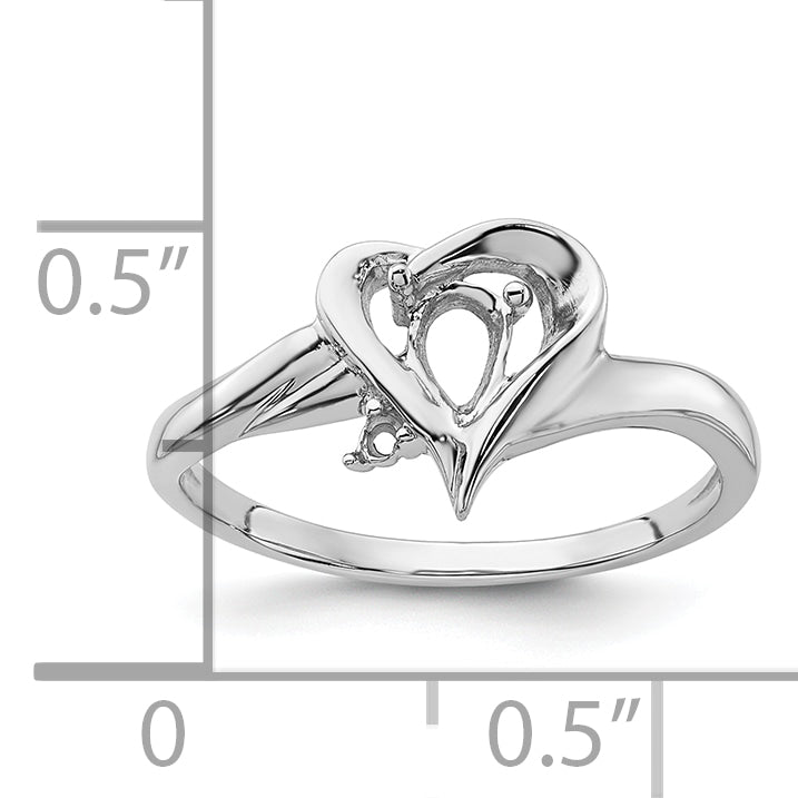 14k White Gold Diamond / 6x4mm Pear Gemstone Ring Mounting (No Stone Included)