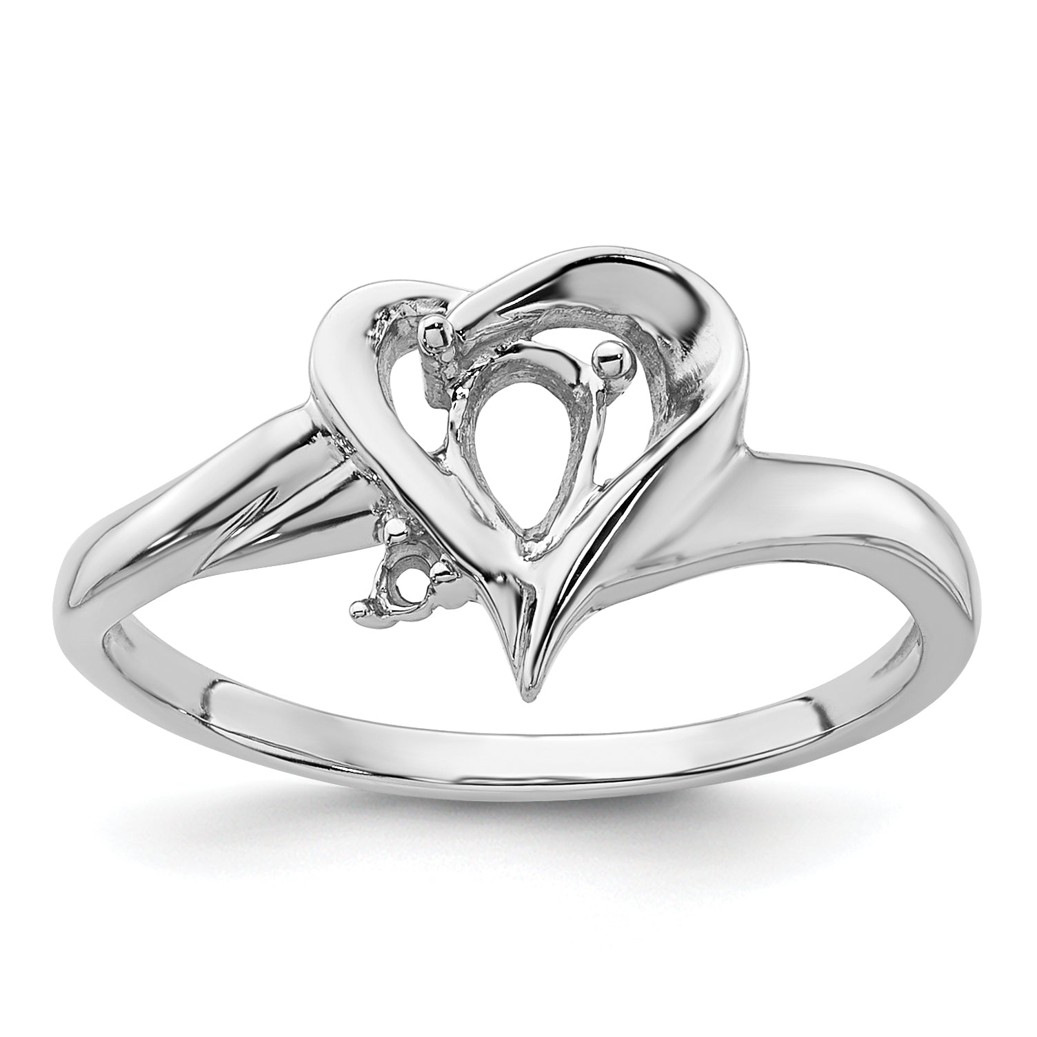 14k White Gold Diamond / 6x4mm Pear Gemstone Ring Mounting (No Stone Included) Main image