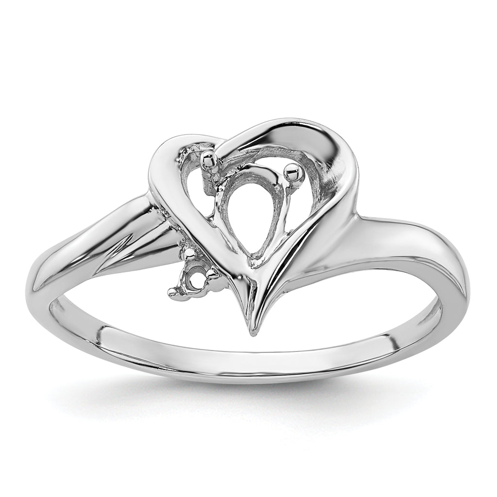 14k White Gold Diamond / 6x4mm Pear Gemstone Ring Mounting (No Stone Included)
