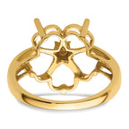14k Diamond / Five 6mm Heart Gemstone Ring Mounting (No Stone Included)