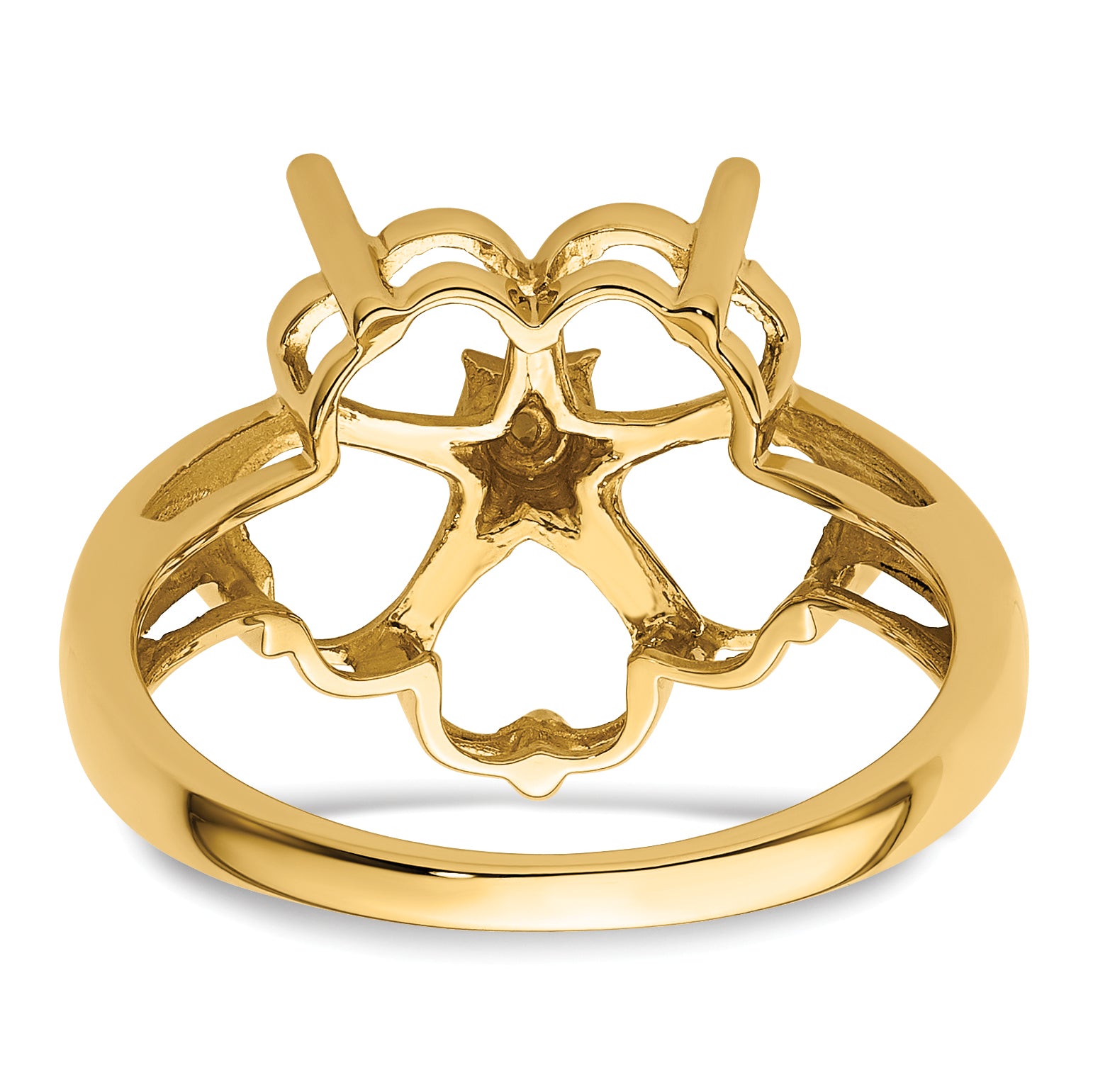 14k Diamond / Five 6mm Heart Gemstone Ring Mounting (No Stone Included)