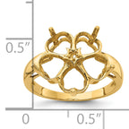 14k Diamond / Five 6mm Heart Gemstone Ring Mounting (No Stone Included)