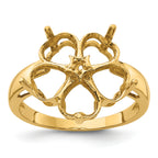 14k Diamond / Five 6mm Heart Gemstone Ring Mounting (No Stone Included)