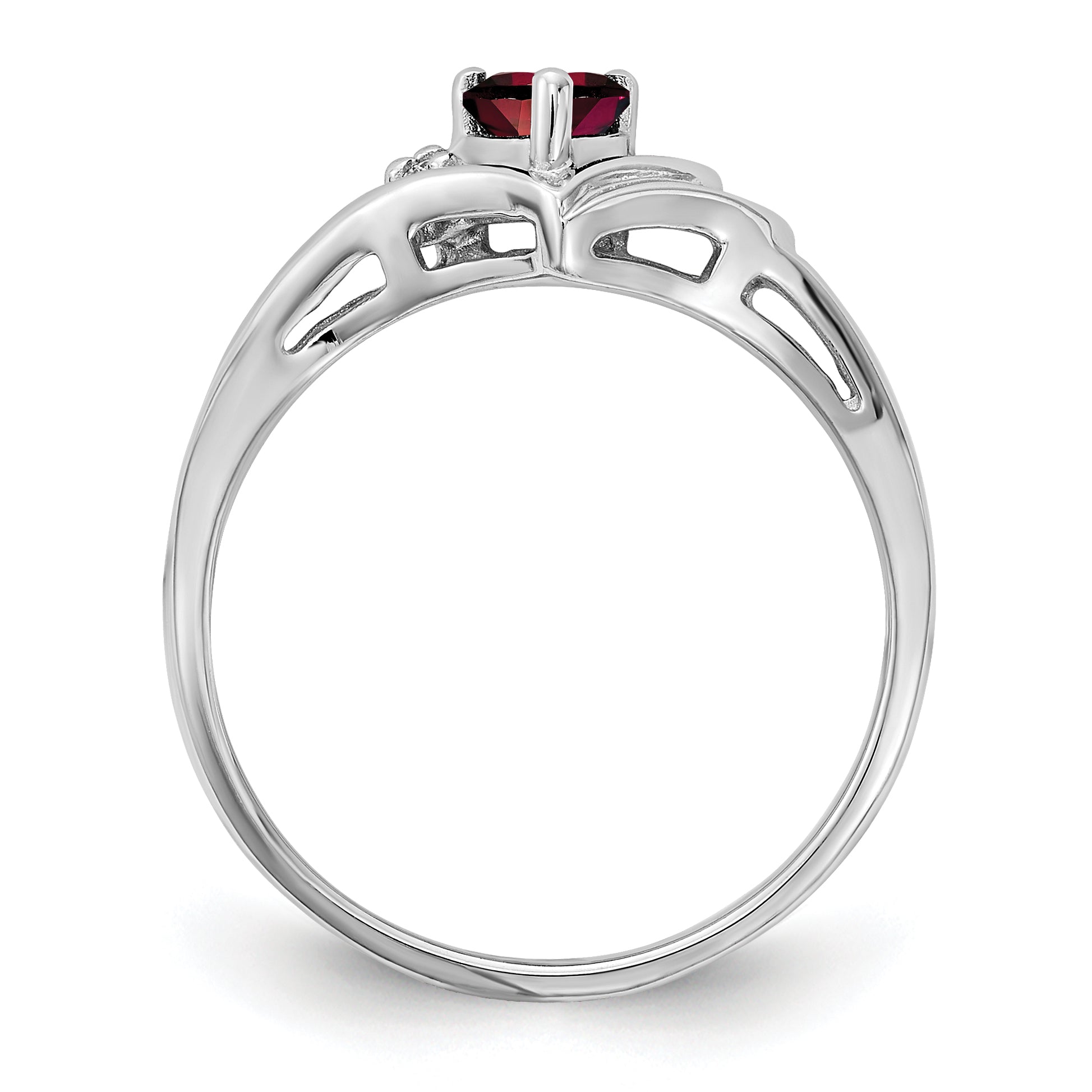 14k White Gold Diamond/4mm Heart Gemstone Ring Mounting (No Stone Included) Secondary image