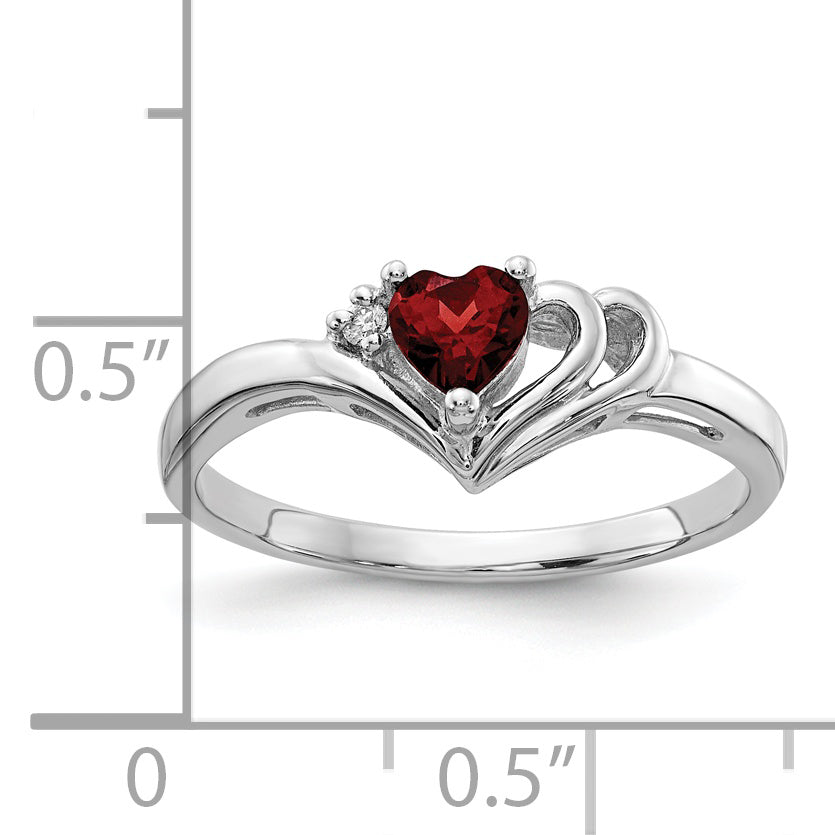 14k White Gold Diamond/4mm Heart Gemstone Ring Mounting (No Stone Included)