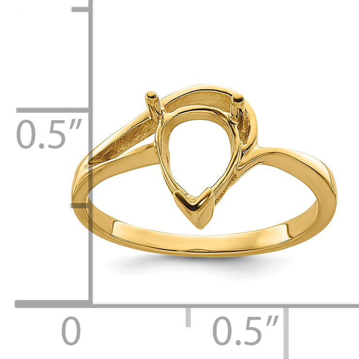 14k 9x6mm Pear Gemstone Ring Mounting (No Stone Included)