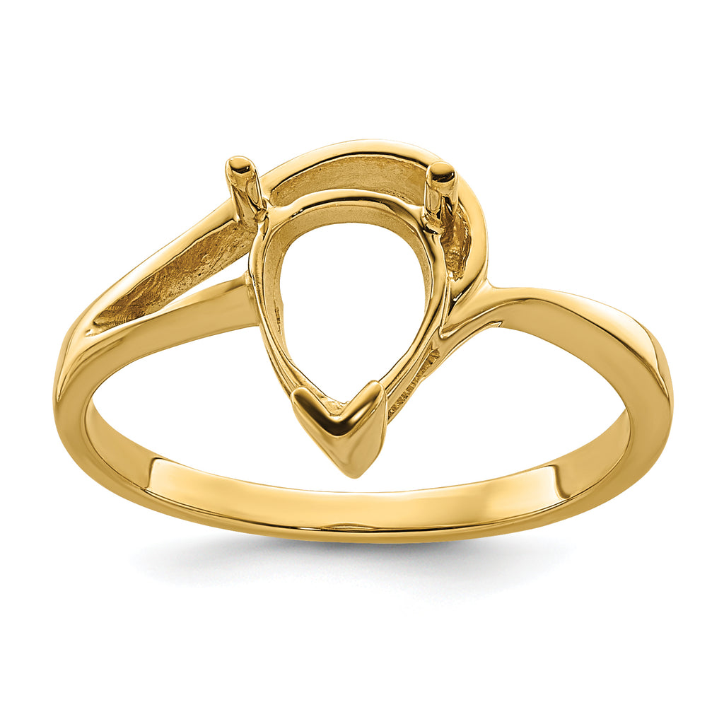14k 9x6mm Pear Gemstone Ring Mounting (No Stone Included)