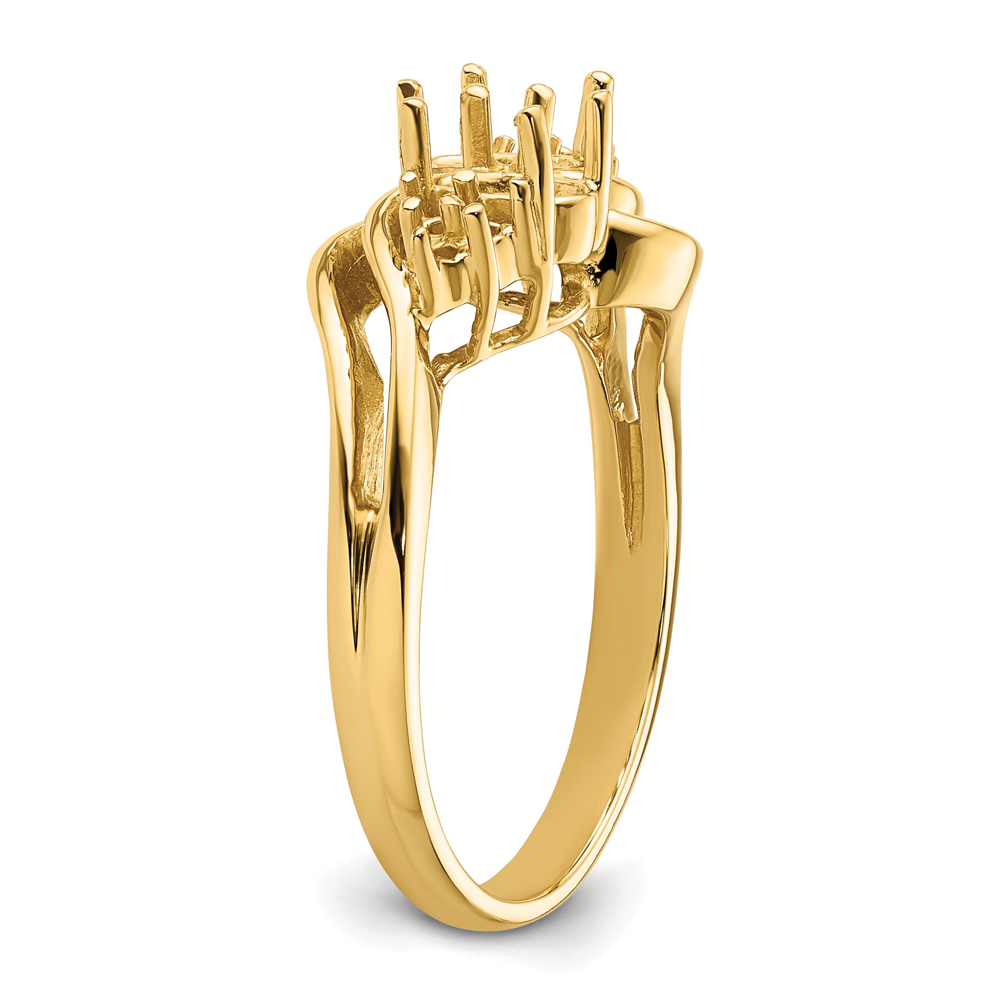 14k Diamond / Two 6x4 Oval Gemstone Ring Mounting (No Stone Included)