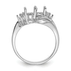 14k White Gold Diamond / Two 6x4 Oval Gemstone Ring Mounting (No Stone Included)